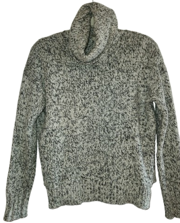 Madewell Marled Black & Cream Turtleneck Sweater Size S Wool Blend Comfortable - Picture 15 of 15